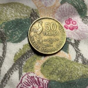 🪙 1951 B France 50 Francs Coin — Fourth Republic — Beaumont-le-Roger Mint —